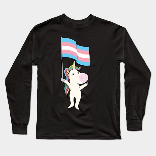 Transgender Trans LGBT Unicorn Pride Flag Gay Nonbinary Pronouns Long Sleeve T-Shirt by Shirtsurf